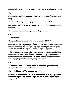 Đáp án đề thi học kì I Lịch sử lớp 6 - Năm học 2016-2017 - Trường THCS Mạo Khê 2